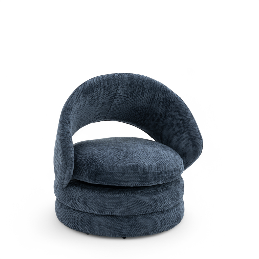 Textured Chenille Blue Teri Accent Swivel Chair Backrest Down
