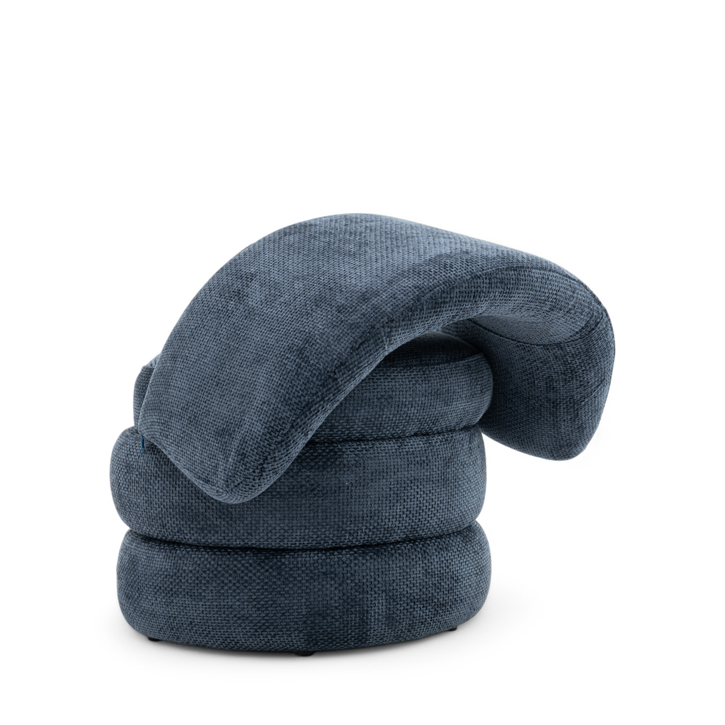 Textured Chenille Blue Tilly Accent Swivel Chair