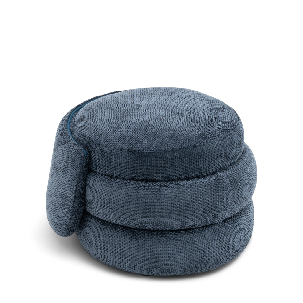 Textured Chenille Blue Tilly Accent Swivel Chair