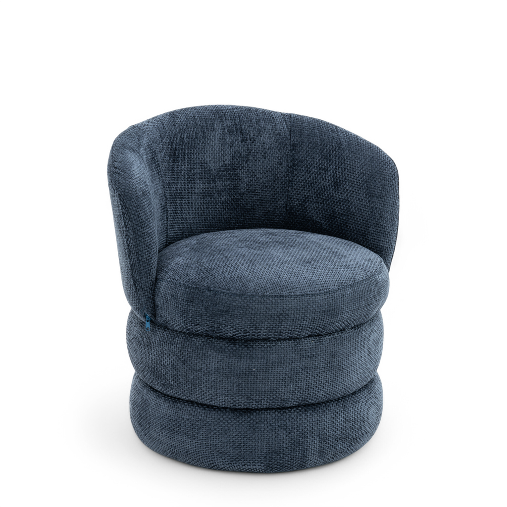 Textured Chenille Blue Tilly Accent Swivel Chair