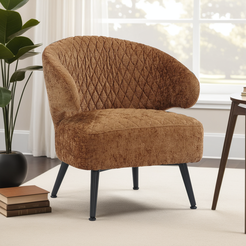 Textured Chenille Brown Guistina Accent Chair