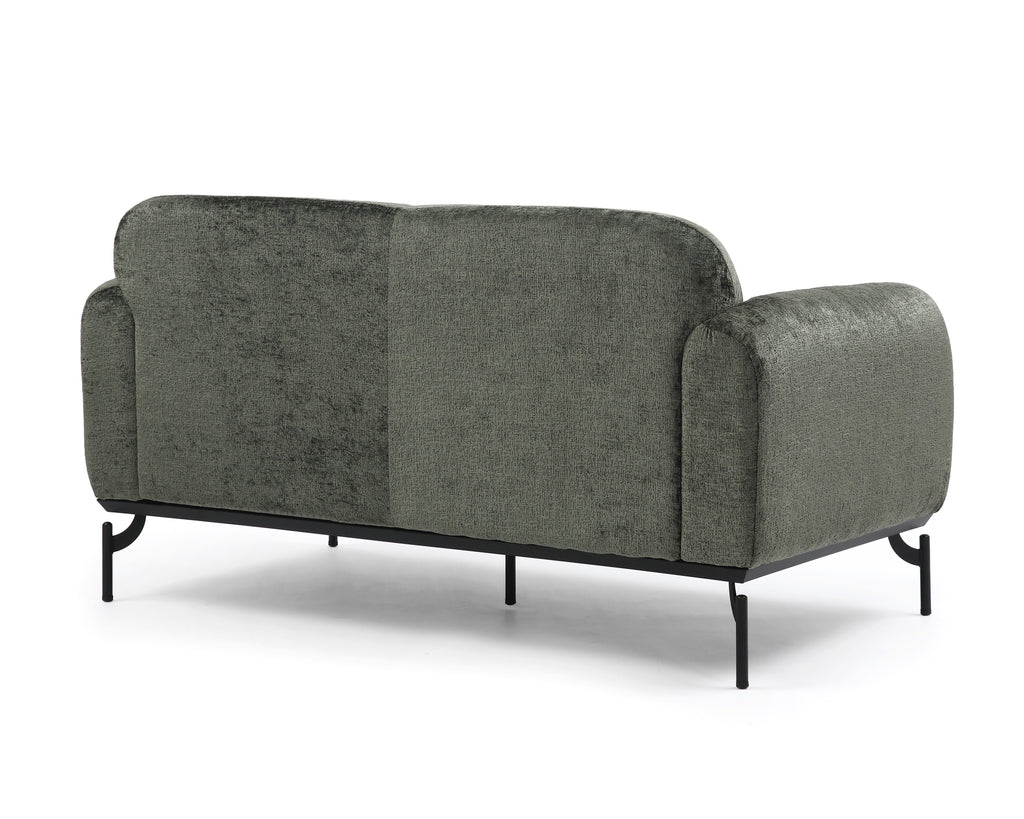 Textured Chenille Green Aria 2 Seat Accent Chair Plain Background
