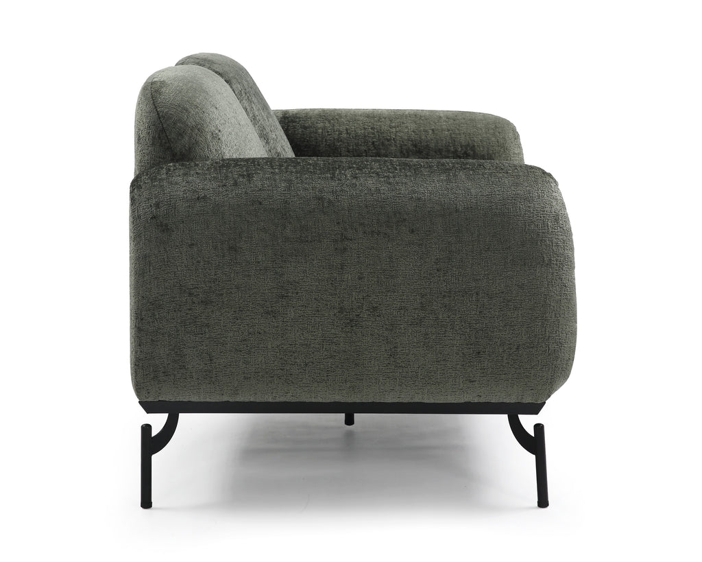 Textured Chenille Green Aria 2 Seat Accent Chair Plain Background