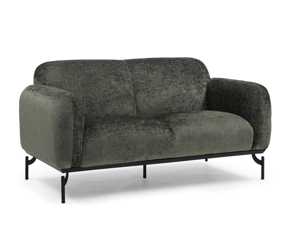 Textured Chenille Green Aria 2 Seat Accent Chair Plain Background