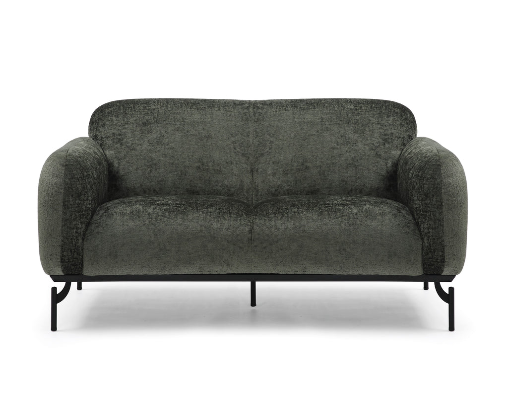 Textured Chenille Green Aria 2 Seat Accent Chair Plain Background
