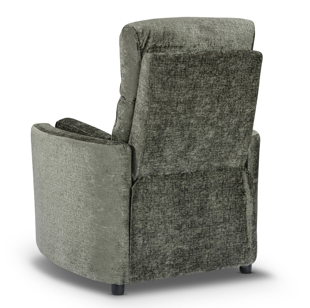 Textured Chenille Green Margot Manual Recliner Chair Back Angle