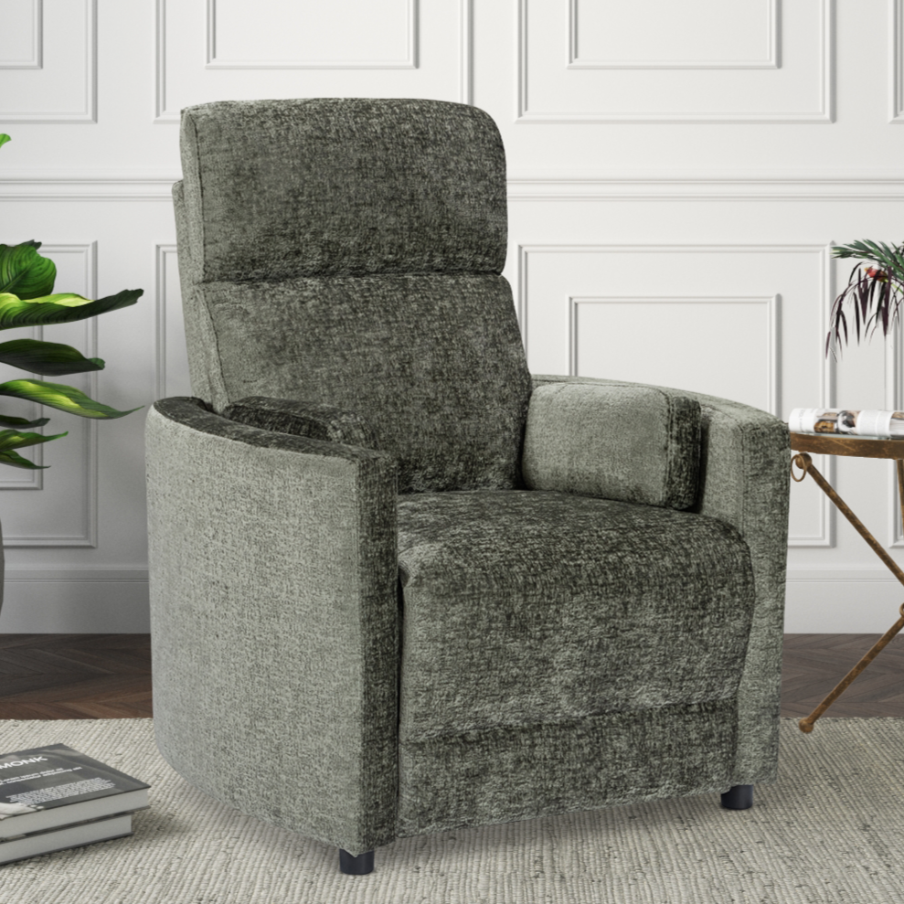 Textured Chenille Green Margot Manual Recliner Chair Background