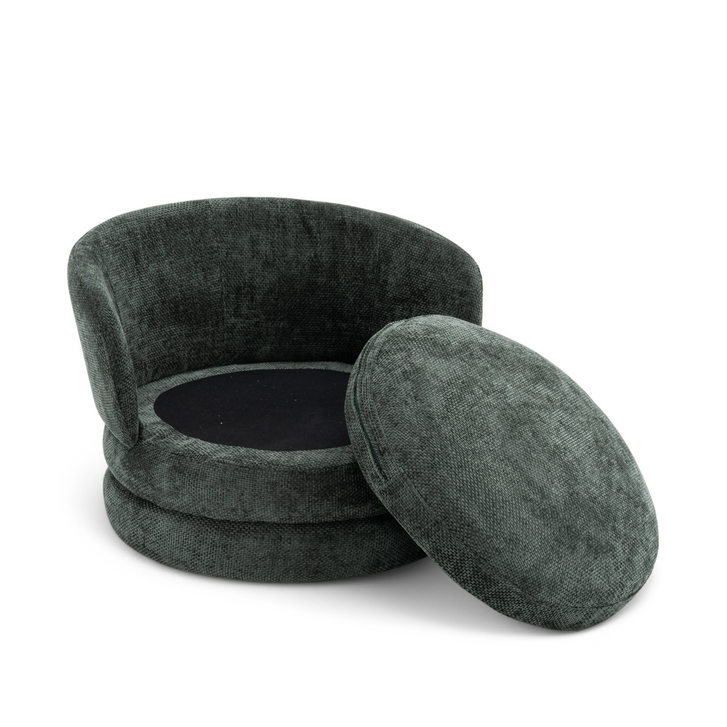 Textured Chenille Green Teri Accent Swivel Chair Seat Down