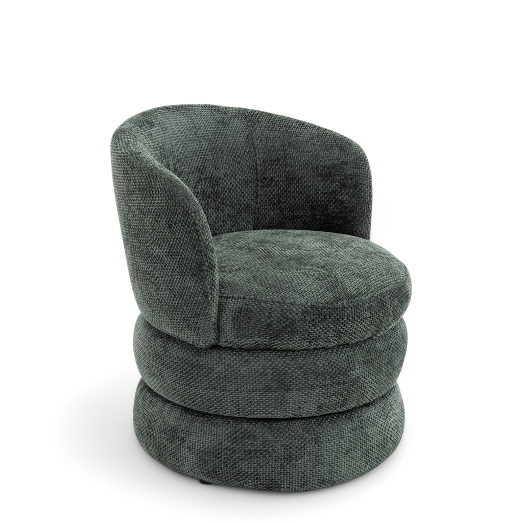 Textured Chenille Green Tilly Accent Swivel Chair