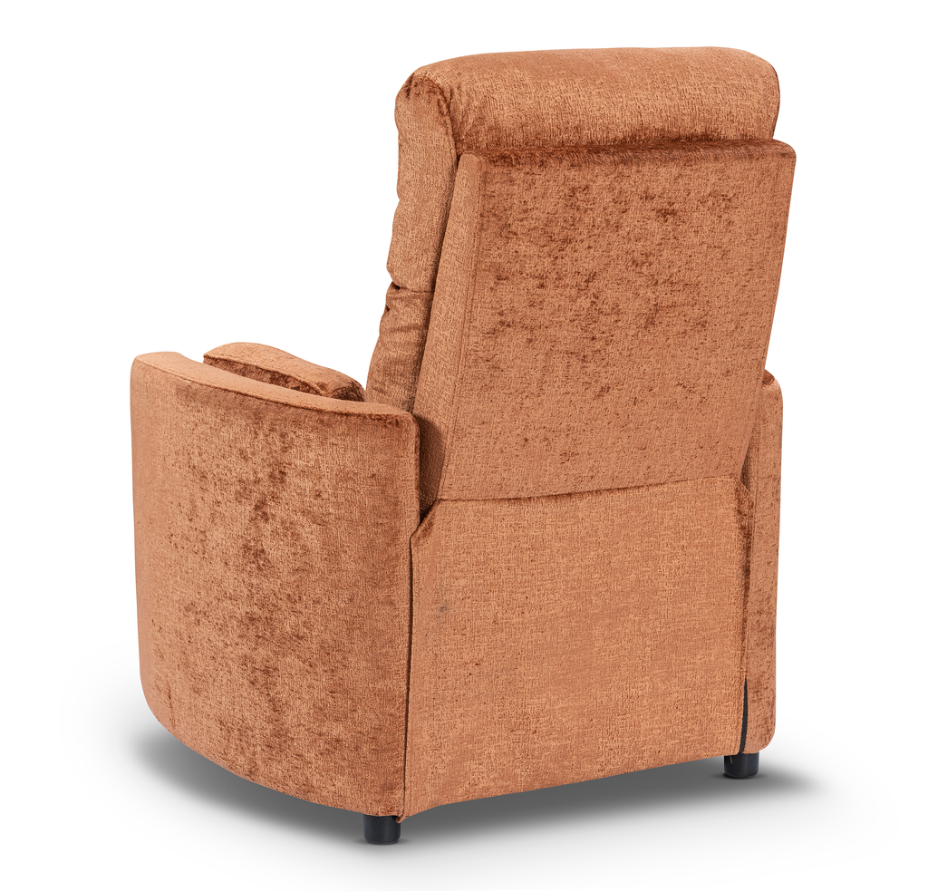 Textured Chenille Orange Margot Manual Recliner Chair Back Angle