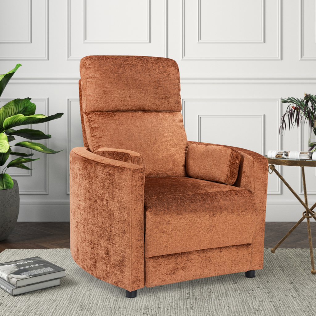 Textured Chenille Orange Margot Manual Recliner Chair Background