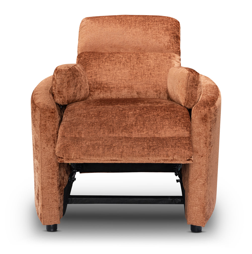 Textured Chenille Orange Margot Manual Recliner Chair Front Reclined