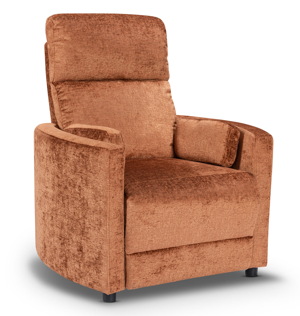 Textured Chenille Orange Margot Manual Recliner Chair Front Angle