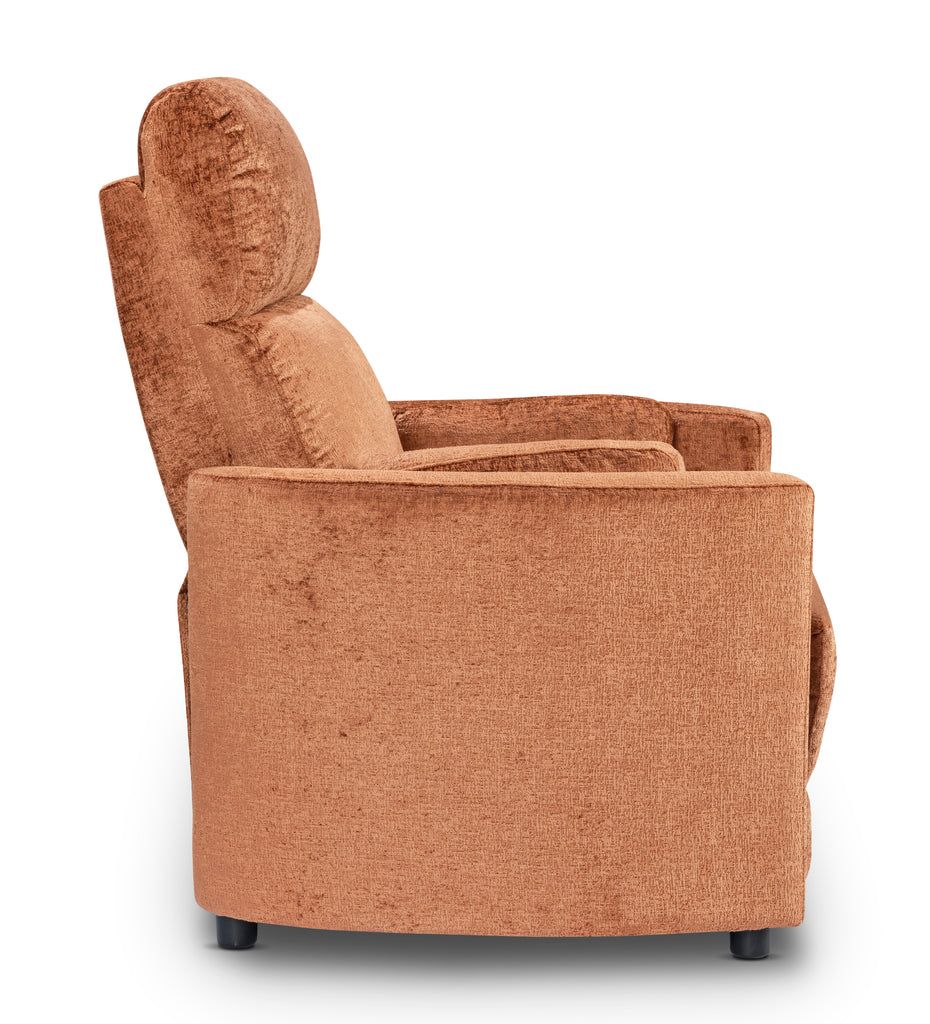 Textured Chenille Orange Margot Manual Recliner Chair Side