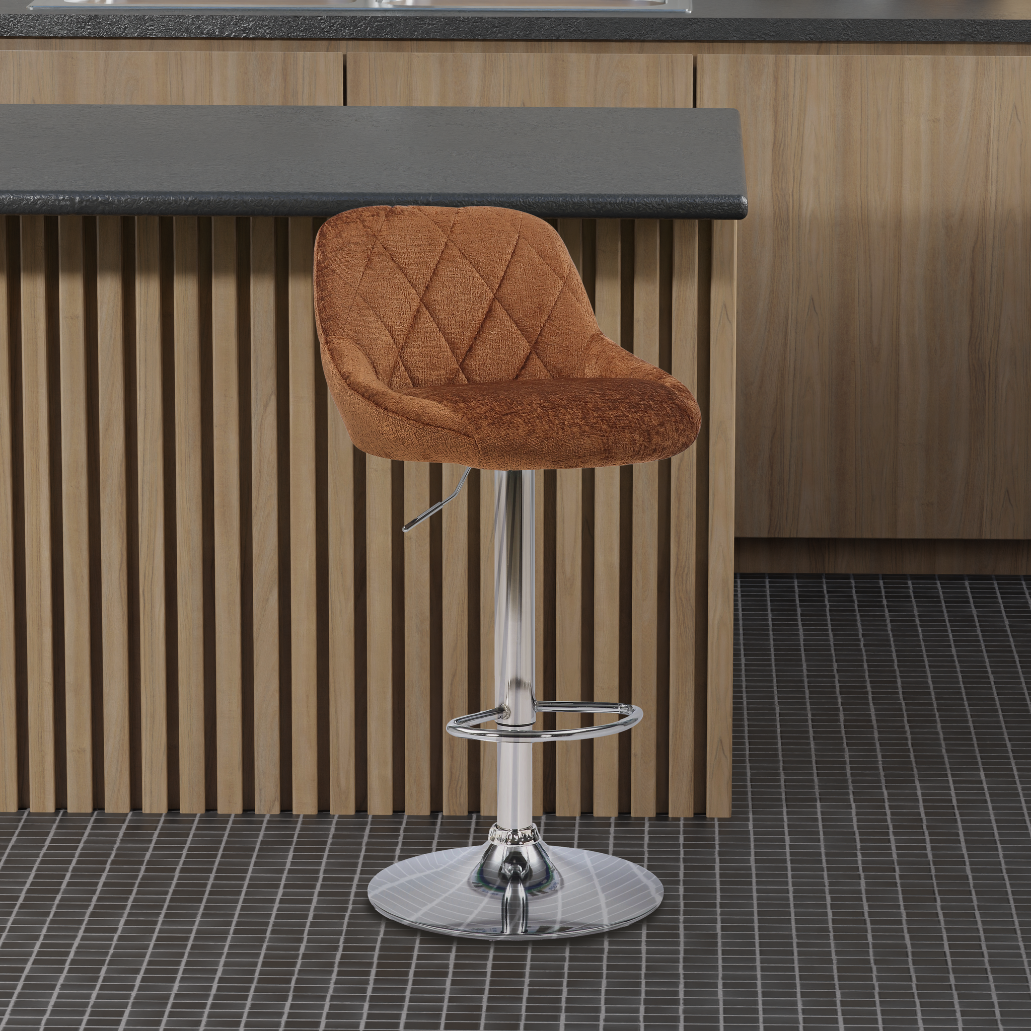 Textured Chenille Burnt Orange Pippa Bar Stool Set of