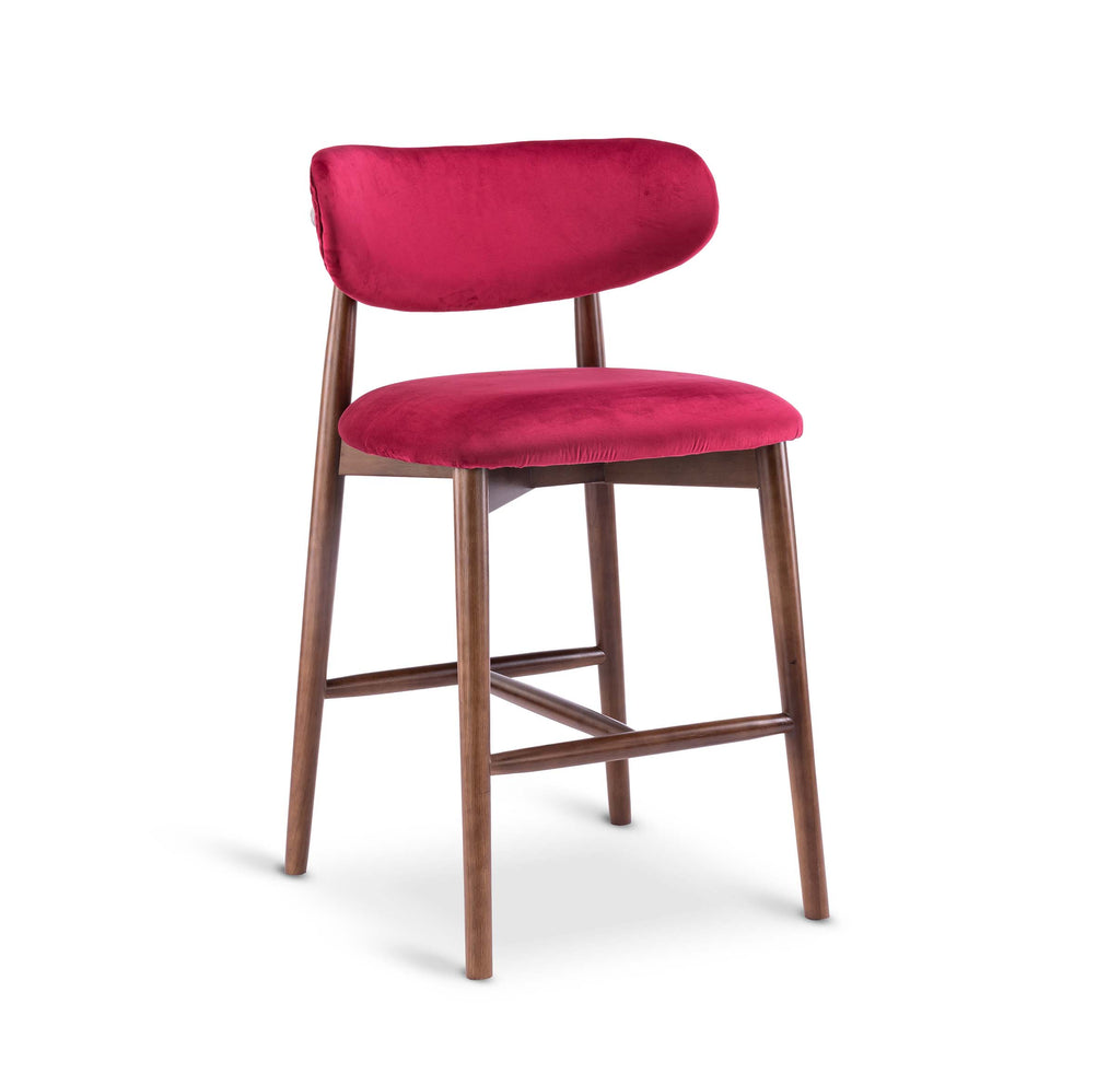 Velvet Scarlet Red Claudia Bar Stool