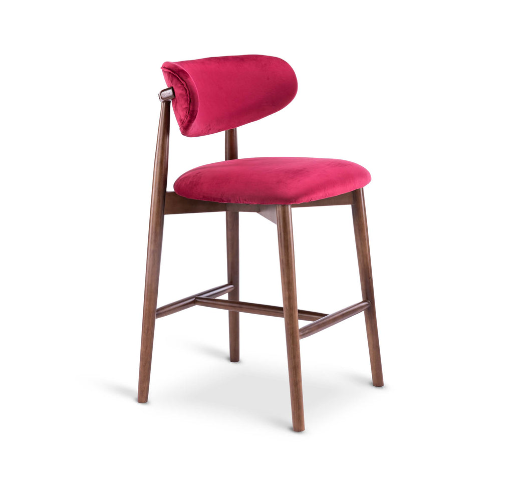 Velvet Scarlet Red Claudia Bar Stool