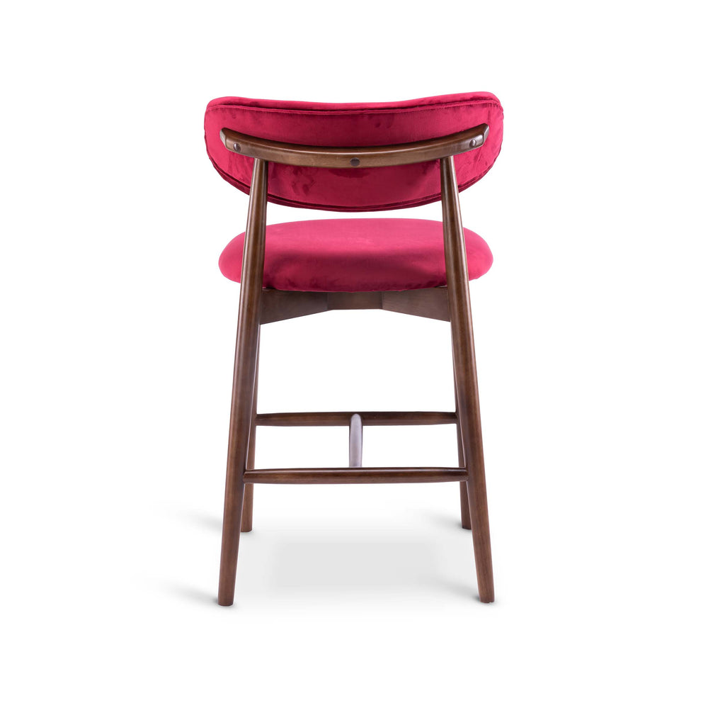 Velvet Scarlet Red Claudia Bar Stool