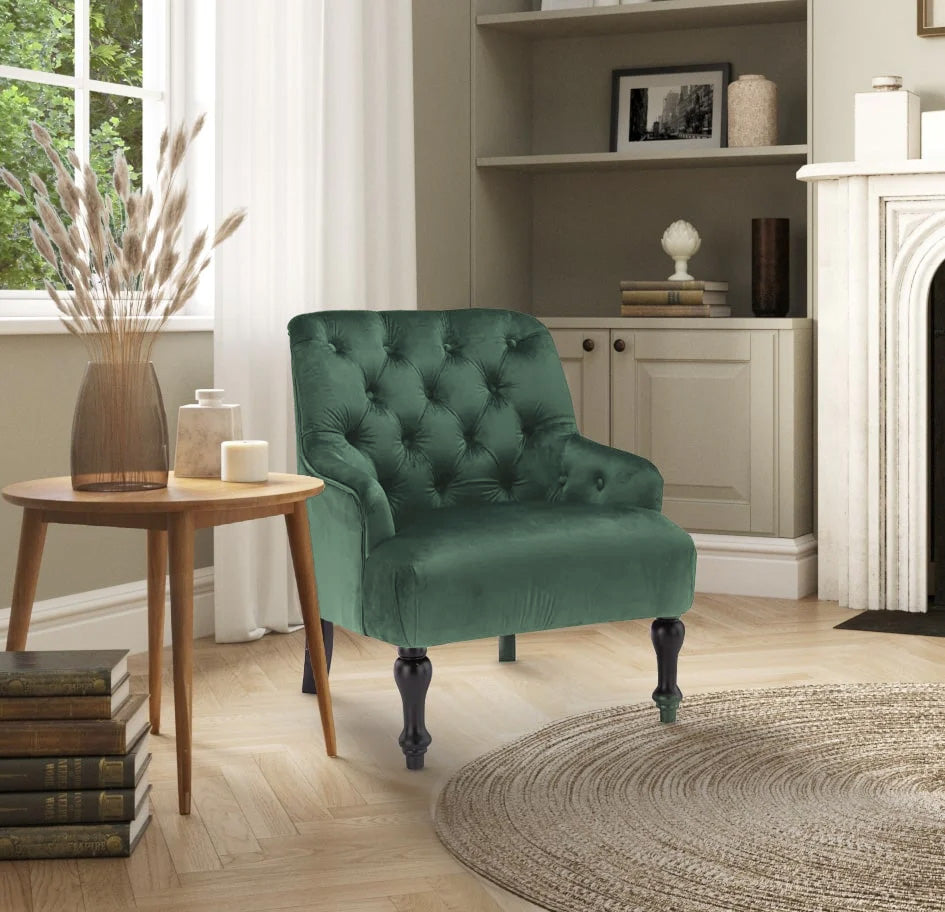 Velvet Bottle Green Armina Accent Chair