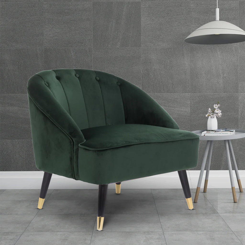 Velvet Bottle Green Kensington Slipper Bedroom Accent Chair