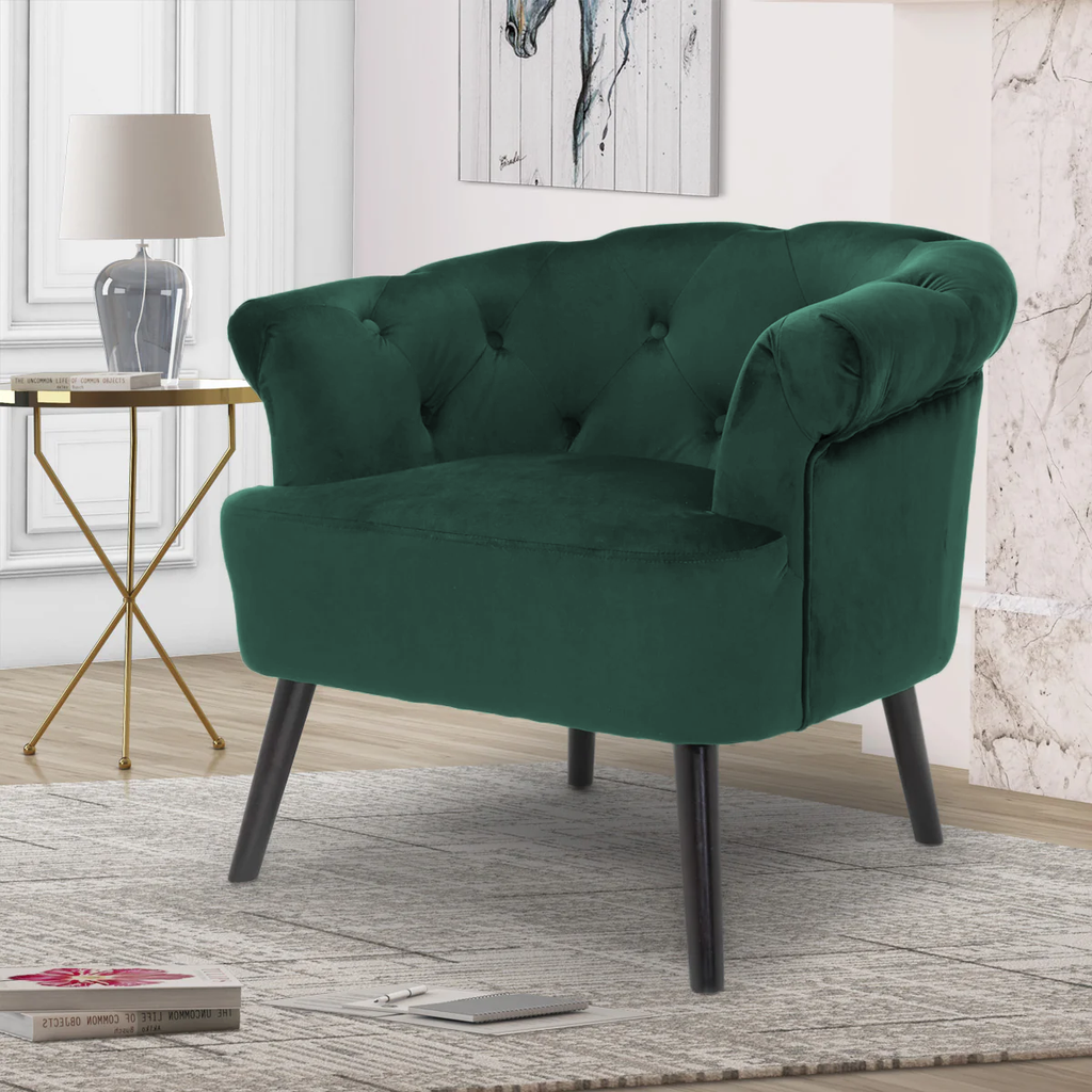 Velvet Bottle Green Sara Accent Chair