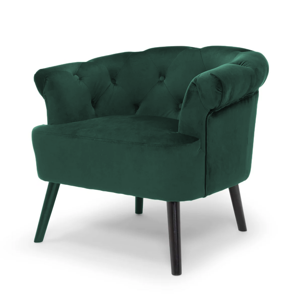 Velvet Bottle Green Sara Accent Chair