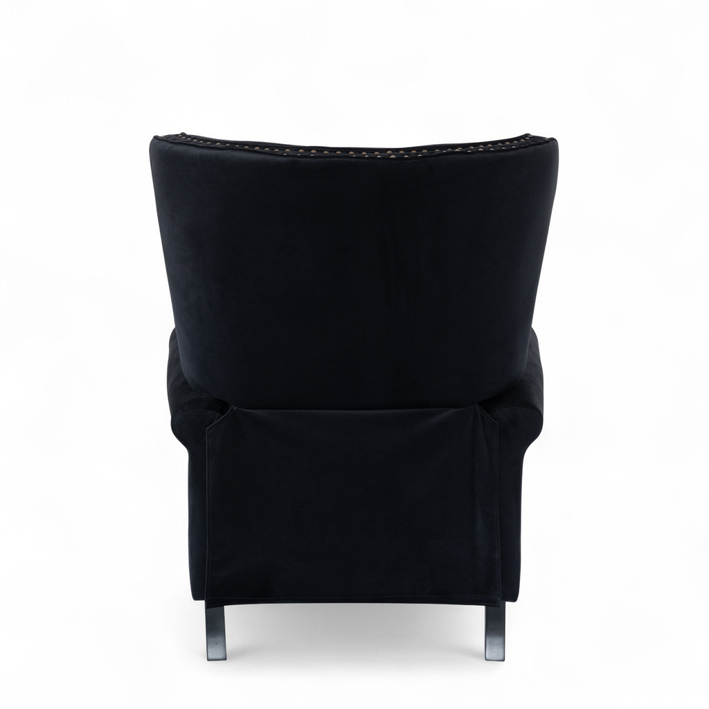 Velvet Black Buttoned Carmona Wingback Recliner Chair Back