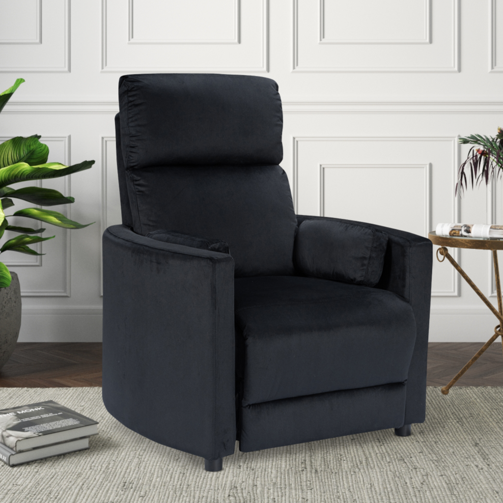 Velvet Black Margot Manual Recliner Chair Background