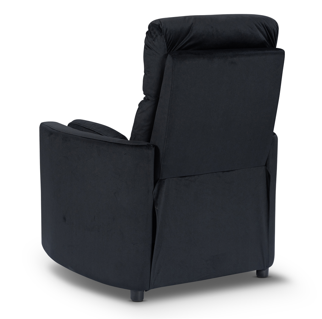 Velvet Black Margot Manual Recliner Chair Back Angle