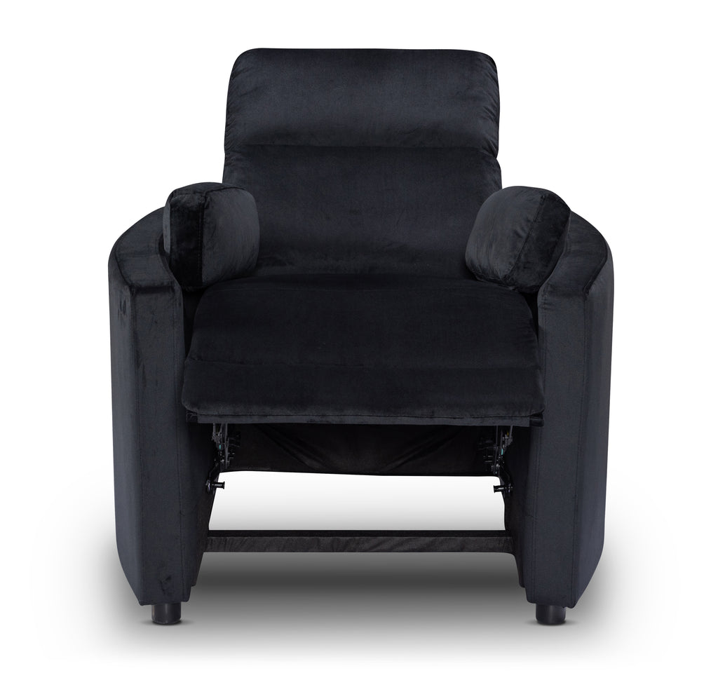 Velvet Black Margot Manual Recliner Chair Front Reclined