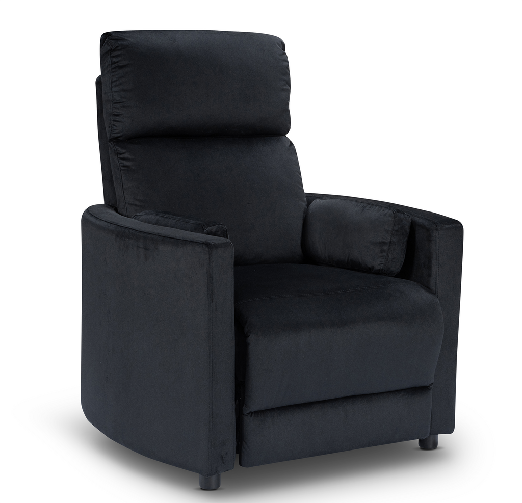 Velvet Black Margot Manual Recliner Chair Front Side