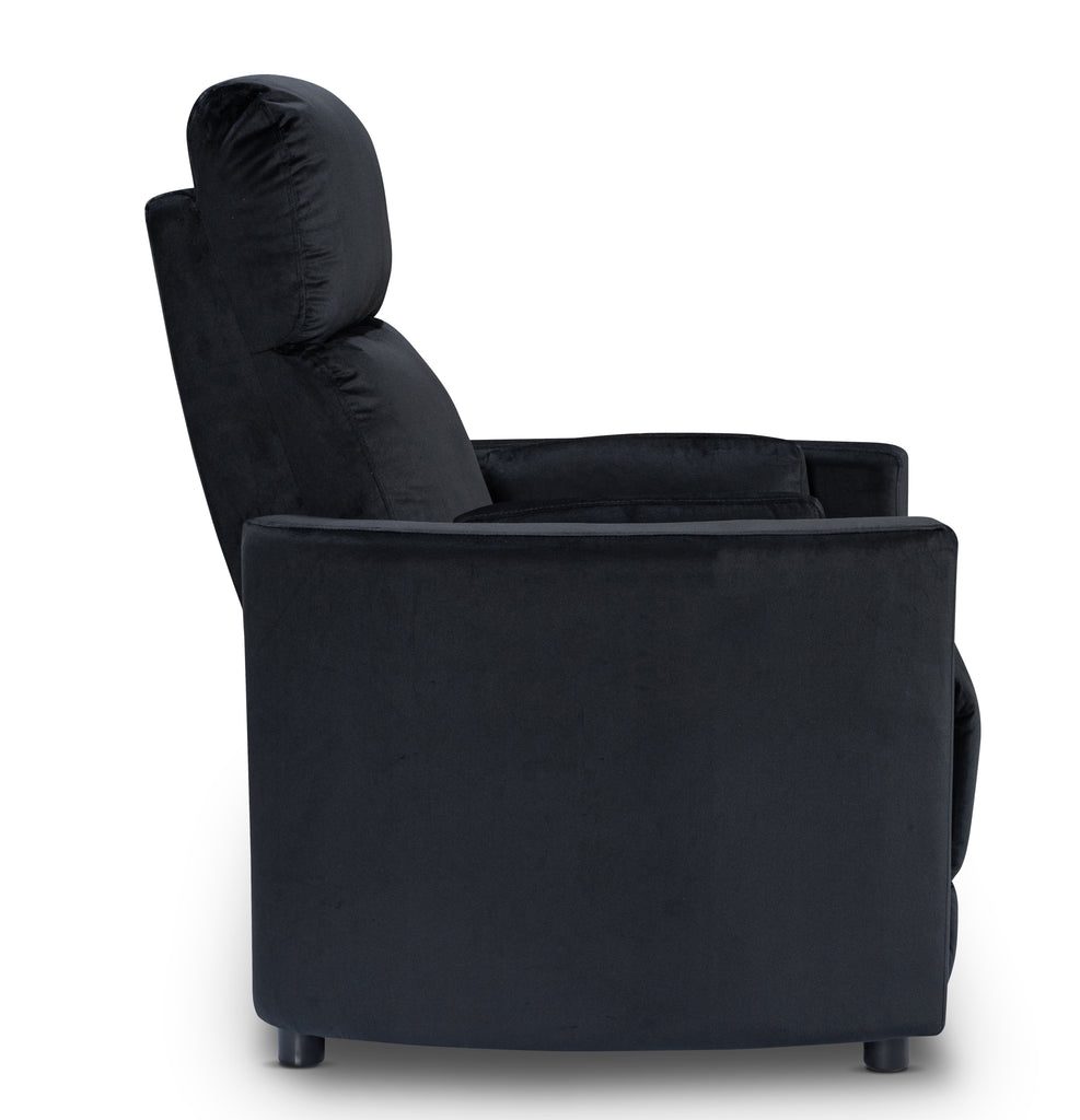 Velvet Black Margot Manual Recliner Chair Side