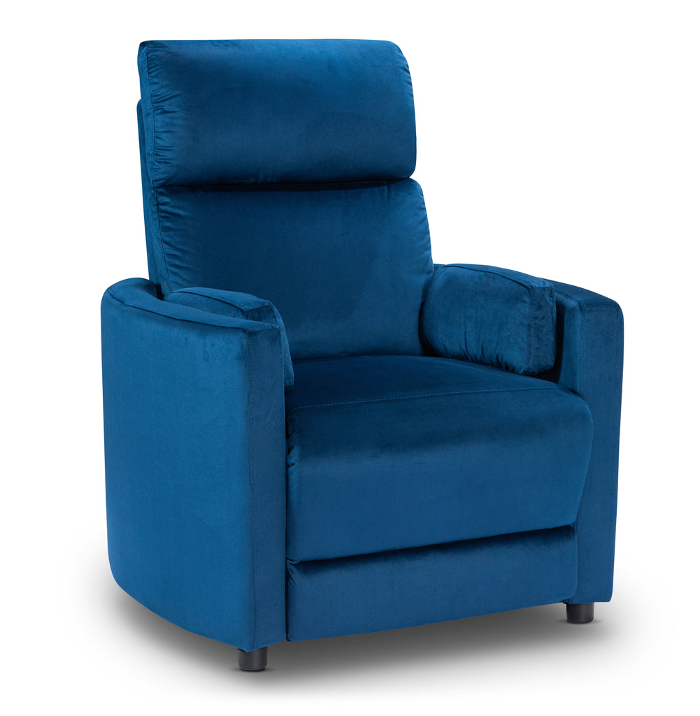 Velvet Blue Margot Manual Recliner Chair Front Side