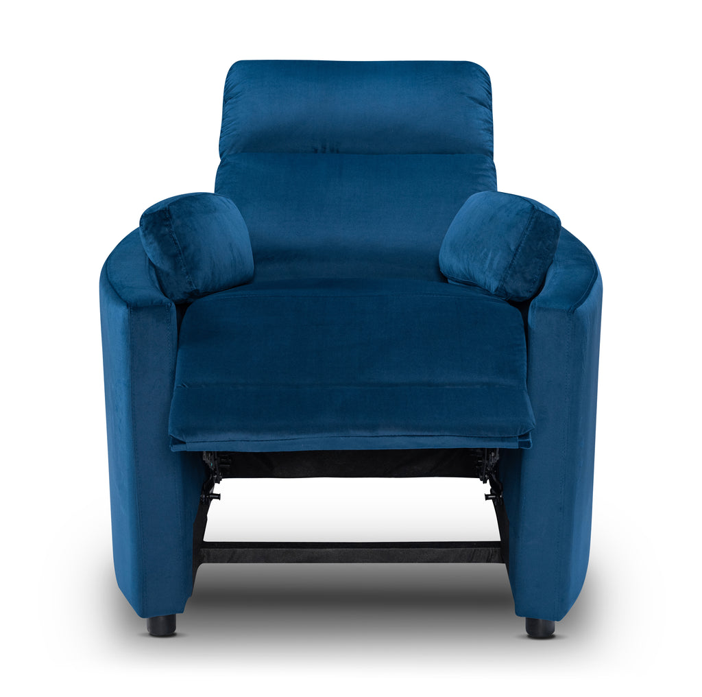 Velvet Blue Margot Manual Recliner Chair Front Reclined