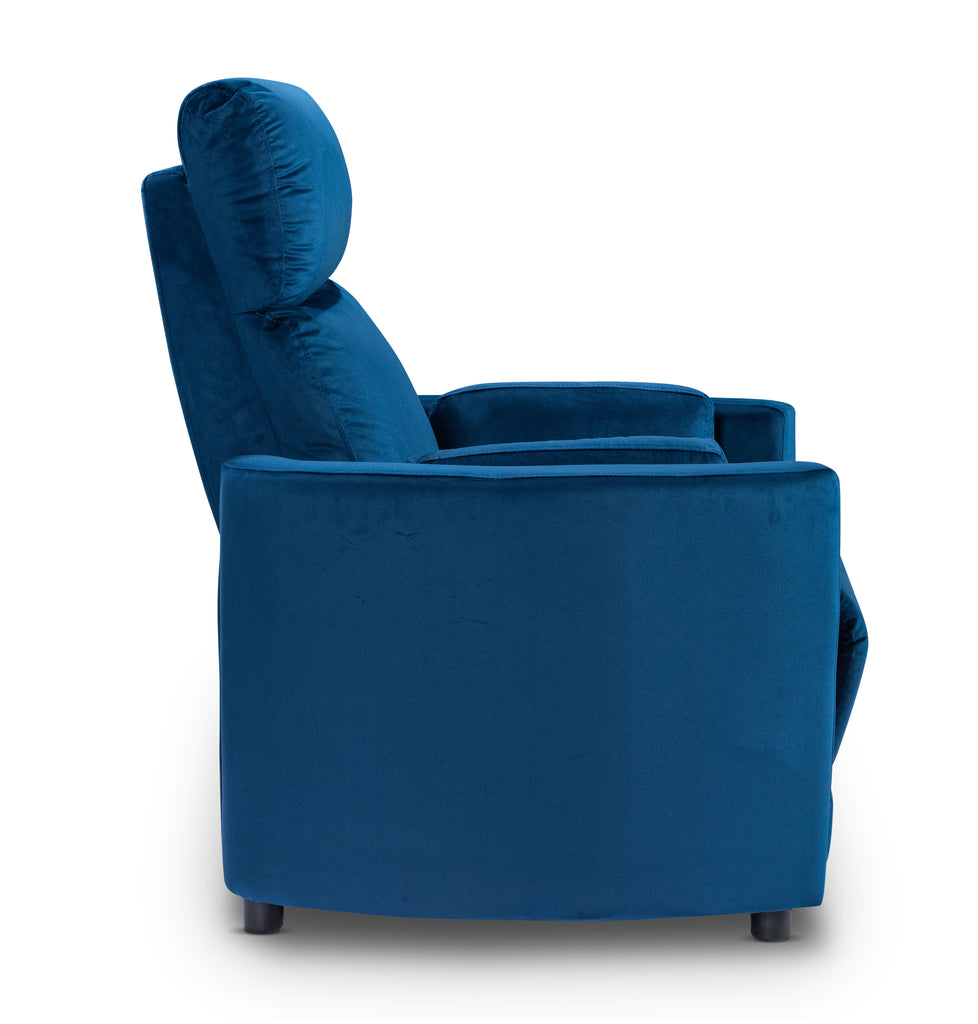 Velvet Blue Margot Manual Recliner Chair Side