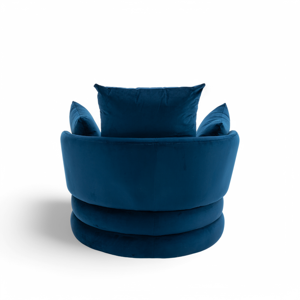 Velvet Blue Teri Accent Swivel Chair Back