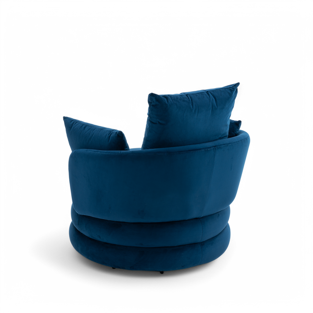 Velvet Blue Teri Accent Swivel Chair Back Angle