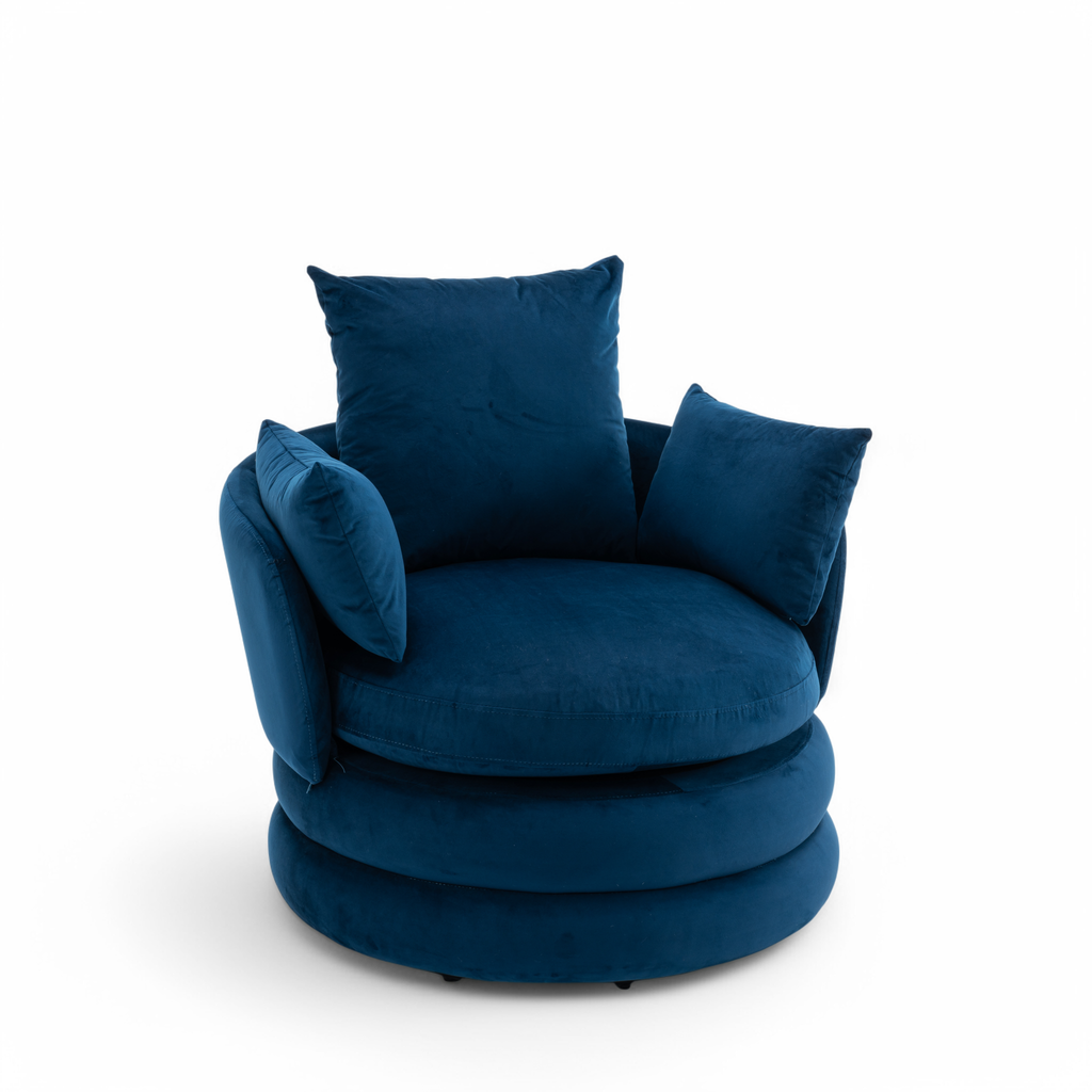 Velvet Blue Teri Accent Swivel Chair Front Angle