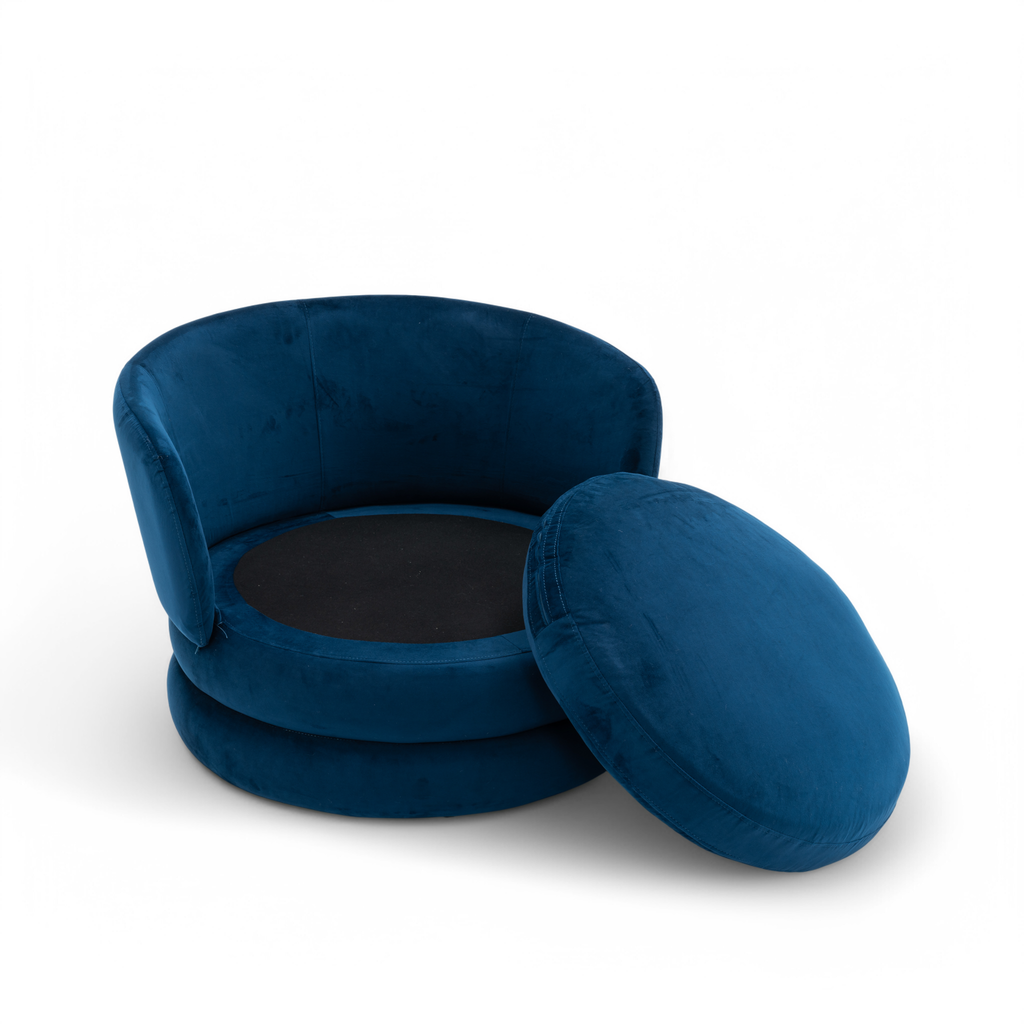 Velvet Blue Teri Accent Swivel Chair Seat Down