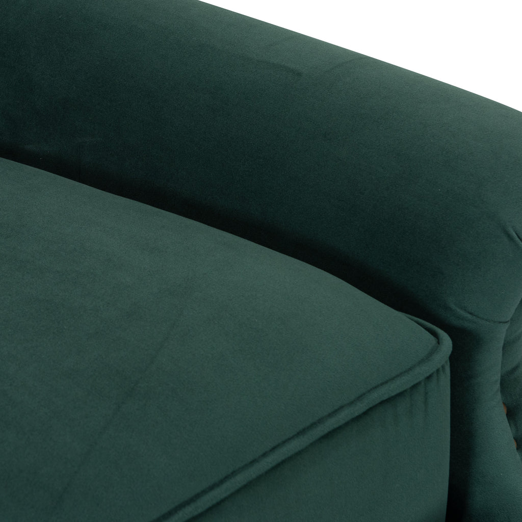 Velvet Bottle Green Buttoned Carmona Wingback Recliner Chair Closeup