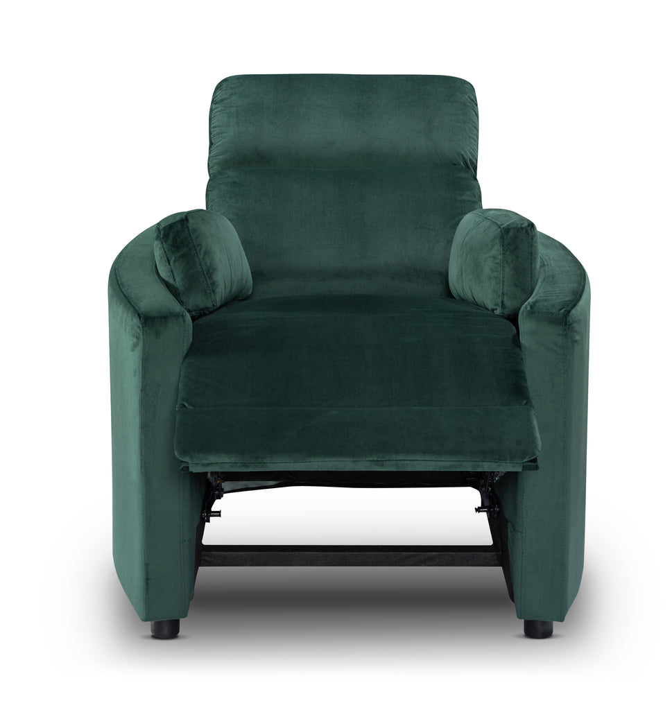 Velvet Bottle Green Margot Manual Recliner Chair Front Reclined