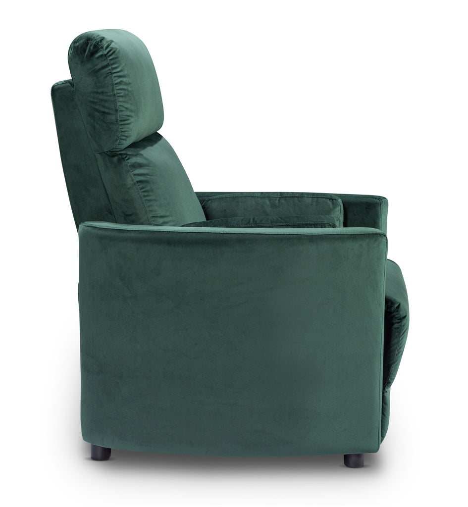 Velvet Bottle Green Margot Manual Recliner Chair Side