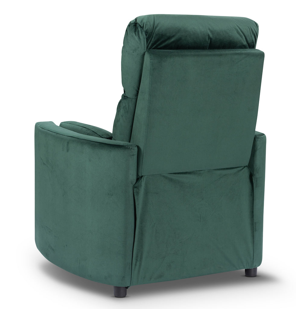 Velvet Bottle Green Margot Manual Recliner Chair Back Angle