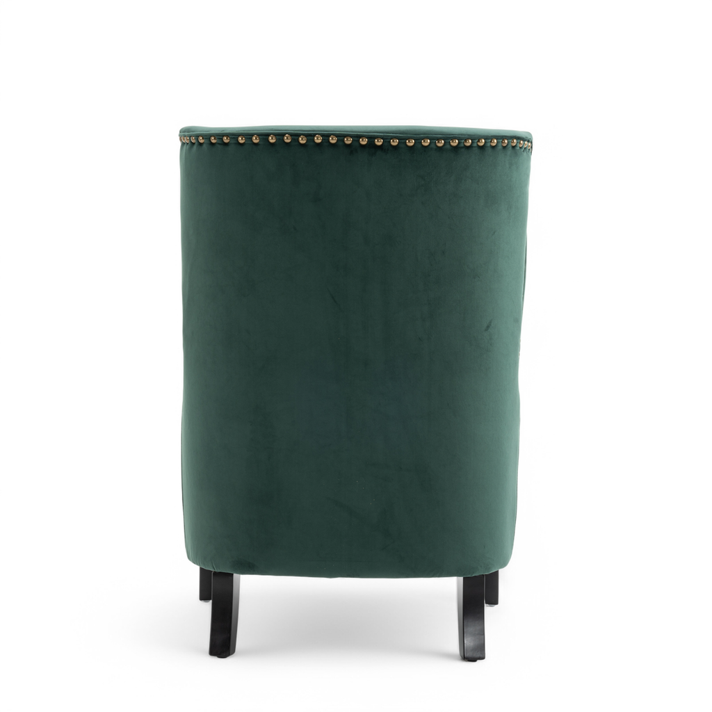 Velvet Bottle Green Segovia Accent Chair Back