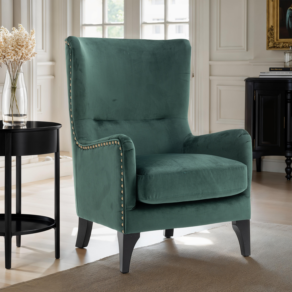 Velvet Bottle Green Segovia Accent Chair Background
