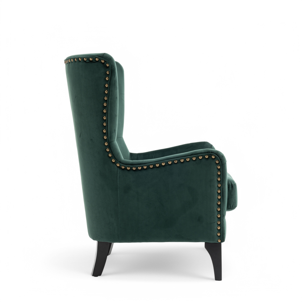 Velvet Bottle Green Segovia Accent Chair Side