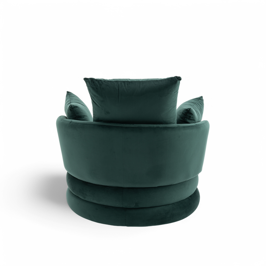 Velvet Bottle Green Teri Accent Swivel Chair Back