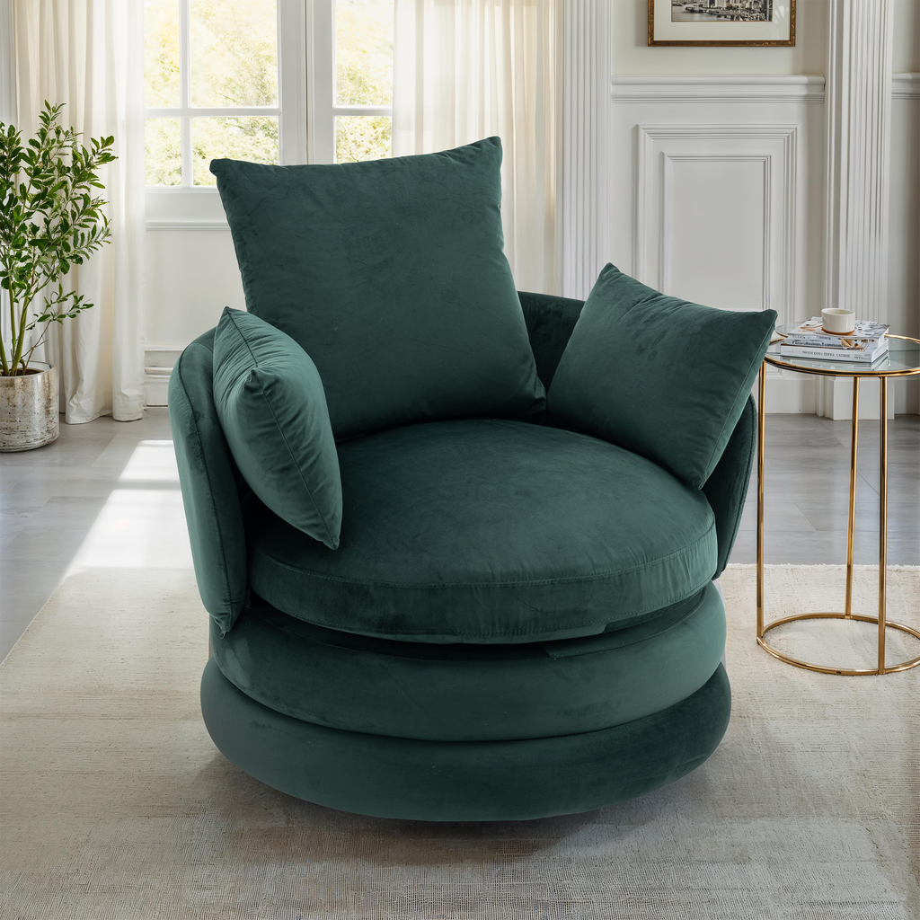 Velvet Bottle Green Teri Accent Swivel Chair Background