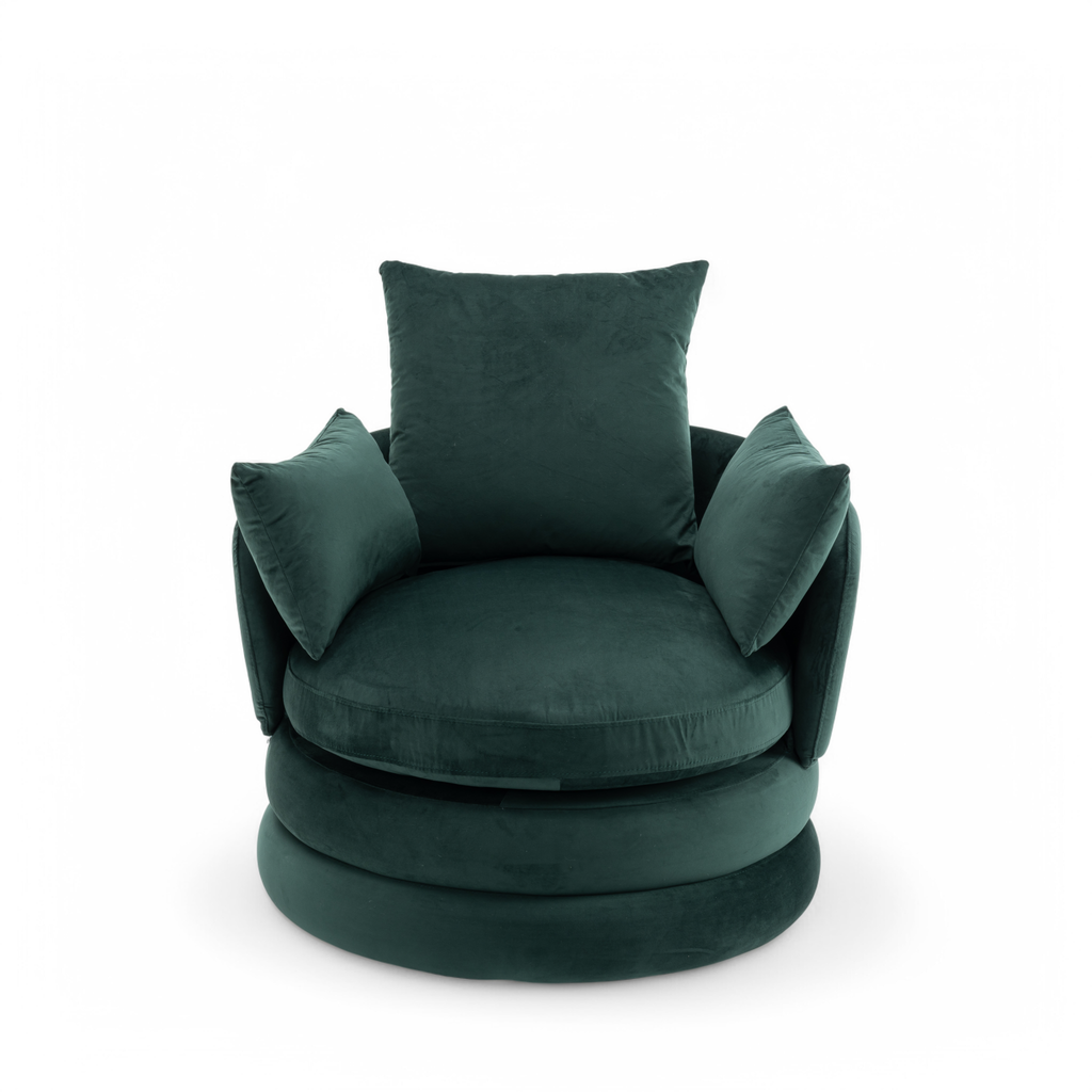 Velvet Bottle Green Teri Accent Swivel Chair Front Angle