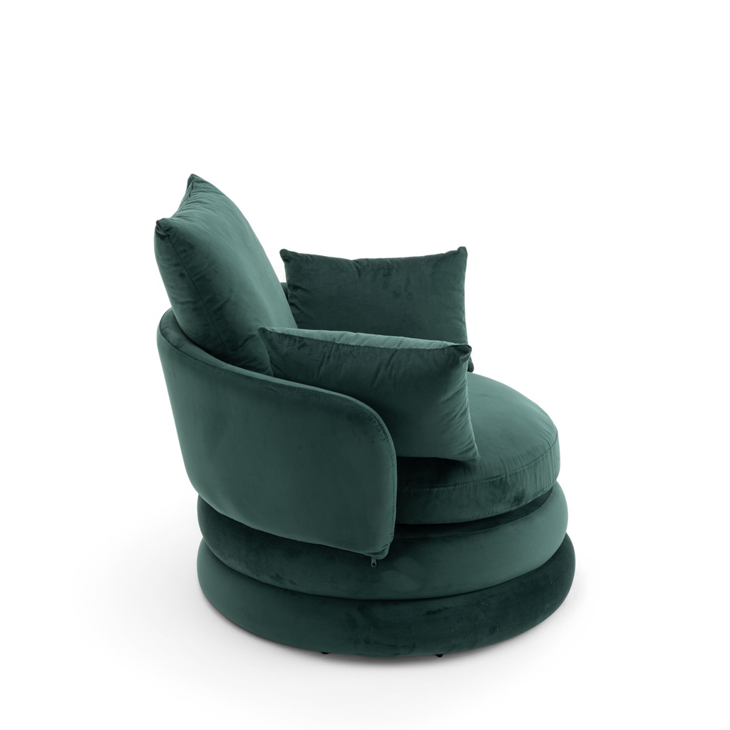 Velvet Bottle Green Teri Accent Swivel Chair Side